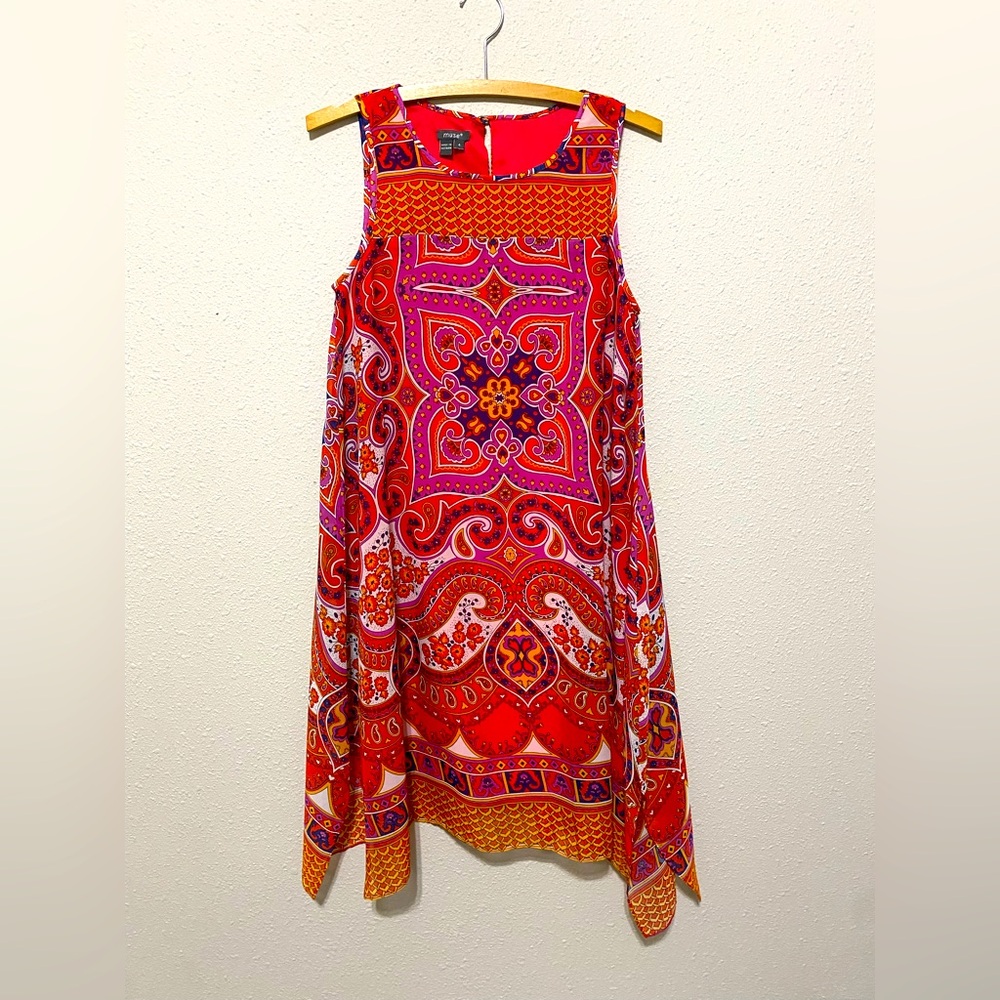 Muse Multicolored Print High Low Dress Size 4